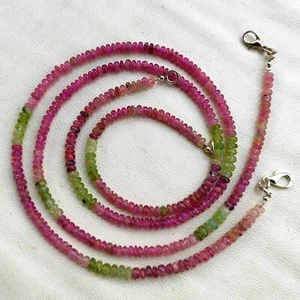 Natural Multicolor Tourmaline Gems 4 mm Size Smooth Rondelle Beads 16" Necklace - Picture 1 of 5