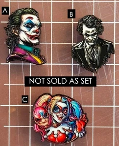 D.C. Comics Joker & Harley Quinn Enamel Pins (Not sold as sets) - Picture 1 of 10