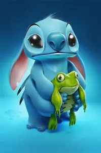Stitch And Frog 8”x11” Print - Picture 1 of 1