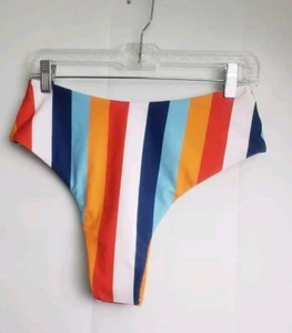 SHEIN Damen mehrfarbig gestreift Bikini Badeanzug Unterteil Gr. Medium Neu mit Etikett - Bild 1 von 4