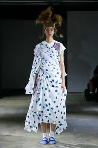 NEW $1,710 Tao Comme des Garçons IndigoDot Shirred Asymmetric Dress M - Picture 1 of 11