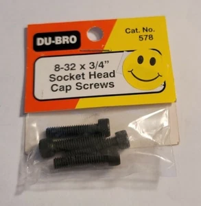 Du-Bro Cap Head Machine Screws 8-32x3/4" Hex Drive DuBro Rc Hardware 4 pcs 578 - Picture 1 of 1
