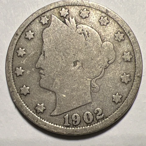 1902 Liberty Head " V " Nickel Philadelphia Mint USA Type Coin -Actual Photos A2 Cover