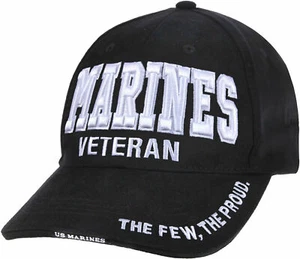 US MARINES Veteran Ballcap Baseball Cap Military Black Hat Lo Profile Rothco3956 - Picture 1 of 6