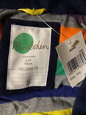 New Mini Boden Kids Wool Hooded Toggle Navy Blue Duffle Coat Jacket Size 4-5Y