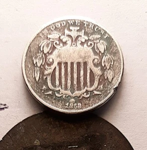 4) 1868 Schildnickel (5c), F. Raue Oberflächen. - Bild 1 von 2