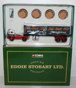 CORGI 1/50 EDDIE STOBART DELUXE 14302 FODEN S21 ARTIC & CONTAINERS ON PLINTH - Picture 1 of 1