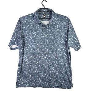 Mens FootJoy Gray Terrazzo Print Lisle Self Collar Polo Shirt Short Sleeve 2XL - Picture 1 of 10