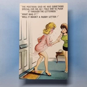 Comic Postcard C1980 Blonde Negligee Boobs Postman Letterbox Bamforth & Co - Picture 1 of 2