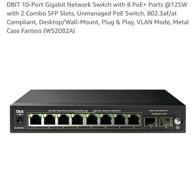 10-Port Ethernet PoE Switch with 8*10/100Mbps Ports PoE+, 2*Gigabit Uplink Ports - Image 1 of 4