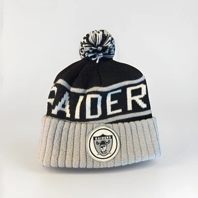 GORRO Mitchell & Ness Oakland RAIDERS DE COLECCIÓN Talla Única Negro y Gris Puff Ball Foto 1 de 4