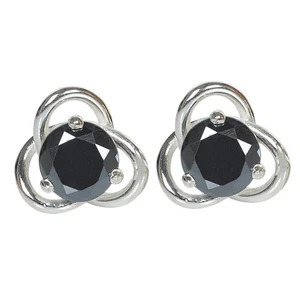 100% Natural Black Diamond 5.00Ct Round Cut Women's Studs In 925 Sterling Silver - Picture 1 of 8