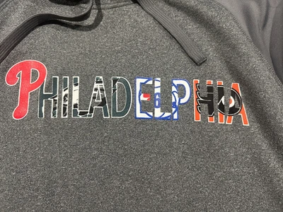 Philadelphia Sports Team Hoodie Sweatshirt Phillies Eagles Sixers Flyers Grey L - Image 1 of 4