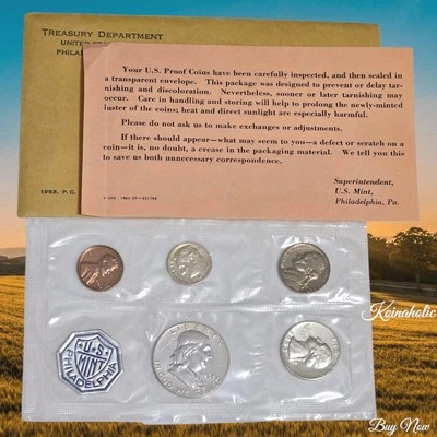 1963 Silver Proof Set with OGP - COA, 50C 25C 10C 5C 1C,  Pulled From Storage  - Image 1 of 4