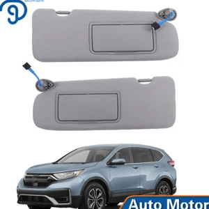 Pair Sun Visor Left+Right Side Gray W/Lights Mirror For Honda CR-V 2017-21 2022 - Picture 1 of 16