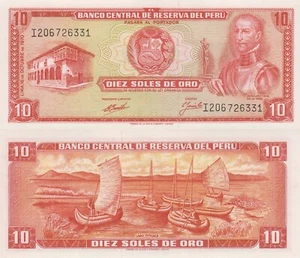 Peru 10 Soles de Oro (16.11.1970) - Lake Titicaca/p100b UNC - Picture 1 of 3