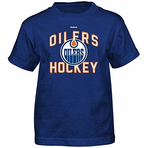 NHL Edmonton Oilers Open Net Short Sleeve Tee, Medium/(5-6), Leafs Blue Cover