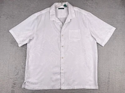 Рубашка мужская Cubavera 2XL XXL белая с цветочным рисунком гавайская вискозная смесь двухцветная - Изображение 1 из 4