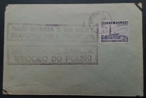 1938 Poland Cover ties 5Gr stamp canc Cieszyn "Return of Zaolzie" cachet - Bild 1 von 2