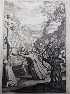 1620 BOETIUS BOLSWERT JESUS CROIX DEMON RELIGION GRAVURE ENGRAVING R4091 - Foto 1 di 4