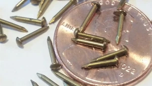 (100 pcs) 1/4" Solid Brass 20-gauge Patina Escutcheon Pins Nails USA Star Brand - Picture 1 of 1