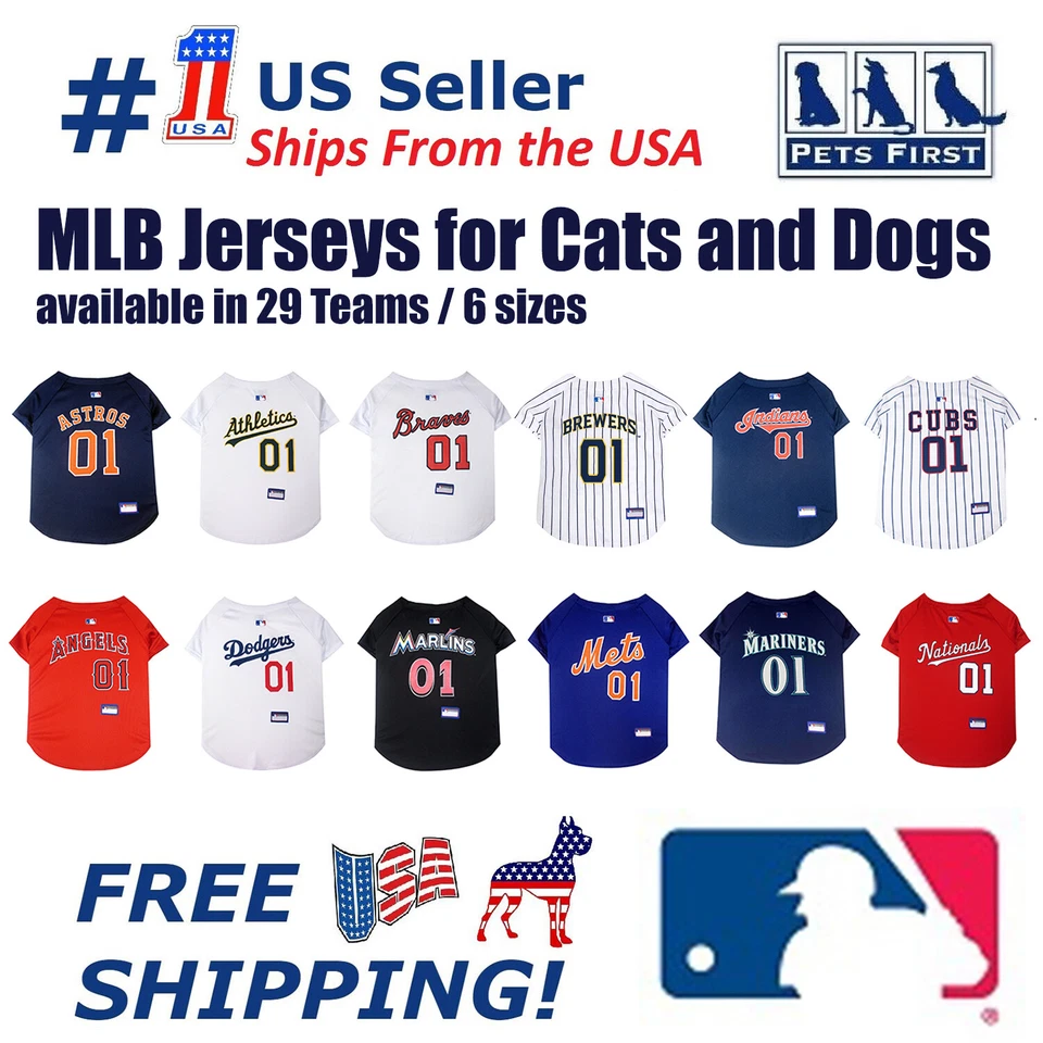 Camiseta de malha licenciada para cães Pets First MLB - Disponível em 29 equipes 7 tamanhos - Imagem 1 de 4