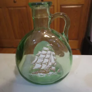 Flagship Ironsides Decanter Green Glass Nautical Decor - Picture 1 of 2