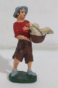 80255 Pastorello Presepe - Statuina in cartapesta - Uomo con anatra - Picture 1 of 4