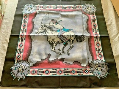 Vtg 90s Southwestern Bandana 50/50 USA 22 x 22 Native American Brave Unused - Image 1 of 4