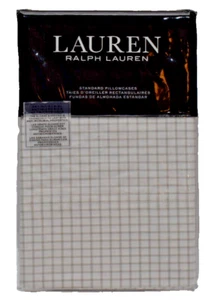 Lauren Ralph Lauren Sloane Check Two Pillowcases 100% Cotton Grey New! NWT - Picture 1 of 4