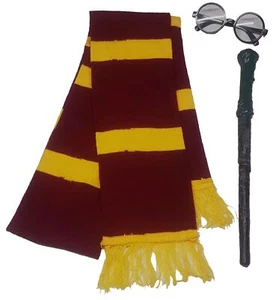 School Wizard Scarf Wand & Glasses Halloween Book Day Fancy Dress Accessories - Picture 1 of 1