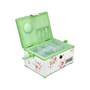Gutermann -Birch Summer Loft Rectangle Sewing Basket - Roses Green - Picture 1 of 1