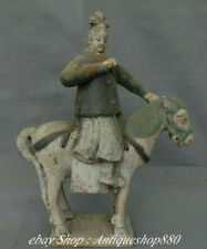 16"Old China Tang Sancai Porcelain Palace Prince Ride Horse Horses Animal Statue