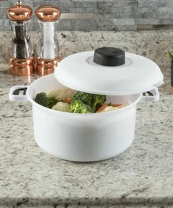 Microwave Master 2.8L White Pressure Cooker Rice Vegetable Pasta Steamer Pot - Picture 1 of 4