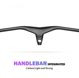 UD Carbon Fiber Mountain Bike Handlebar Integrated Bar Stem -17° Rise Bar 28.6mm - Picture 1 of 18