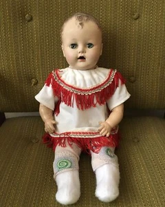 Vintage IDEAL DOLL Hard Vinyl Head, Fabric Body, Composition Arms & Legs P 200 - Picture 1 of 15