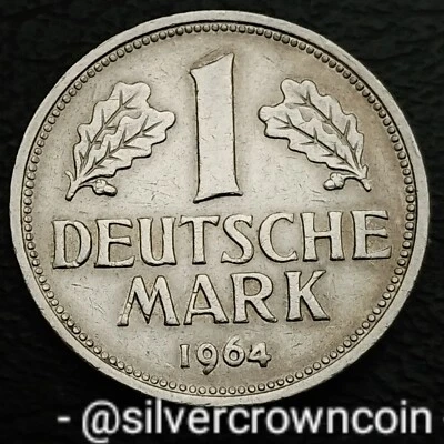 Germany 🇩🇪 West 1 Mark 1964 J. KM#110. One Dollar coin. Hamburg mint. Eagle.  - Image 1 of 4