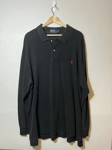 Polo By Ralph Lauren Polo Uomo 2XL Grande Manica Lunga Nera Maglia Rosso Pony Preppy - Foto 1 di 10