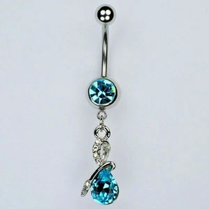 Anello con bottone a goccia a strappo AQUA taglio pera pietra preziosa ombelico gioielli (B29) - Foto 1 di 1