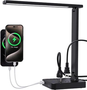 Desk Lamps for Home Office,Modern LED Desk Lamp for Dorm with 2 USB Charging Por - Picture 1 of 12