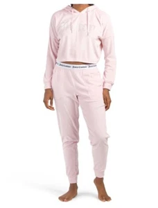 Juicy Couture Velours Jogger-Set mit Kapuze Strass Damen groß Lola pink - Bild 1 von 2