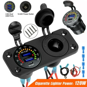 12V Auto KFZ Zigarettenanzünder Steckdose mit Dual USB Ladegerät Einbau Buchse - Picture 1 of 7