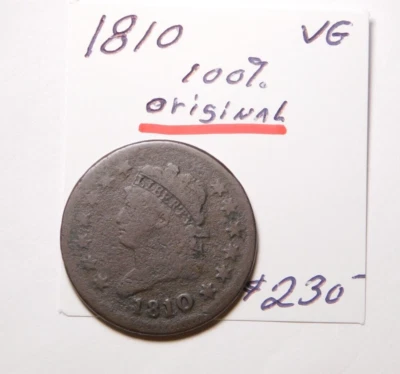 CHOICE 1810 V.G. CLASSIC HEAD LARGE CENT !!!!!!!!!!!!!!!!! - CHOCOLATE BROWN!  ⭐ - Image 1 of 4