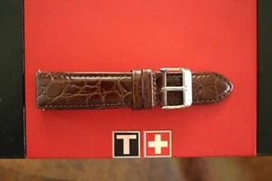 #1 TISSOT SILVER BUCKLE 20MM BROWN CROCO CALF LEATHER WATCH BAND WATCHBAND STRAP - Picture 1 of 6