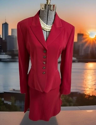 Новый Tahari ASL юбка костюм размер 12P подходит как 10P два изделия комплект напористый красный - Изображение 1 из 4