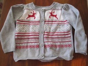 Cárdigan Gymboree Girl Gris Navidad Reno Nórdico Algodón Algodón Suéter 3T Usado en Excelente Condición - Imagen 1 de 4