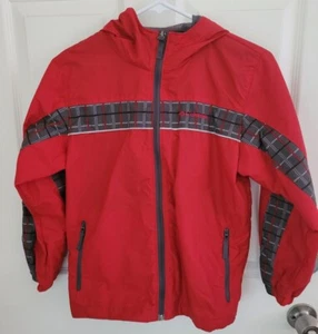 Columbia Jacket Youth 10/12 Red/Gray Hooded Long Sleeve Polyester Full Zip  - Picture 1 of 7
