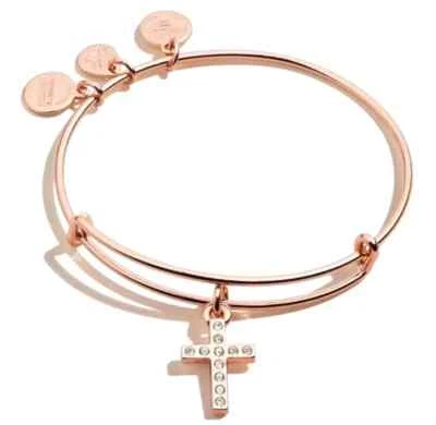 ALEX AND ANI ROSE 'FAITH & HOPE' Swarovski Pave CROSS EWB, BRACELET - Rose Gold - Image 1 of 4