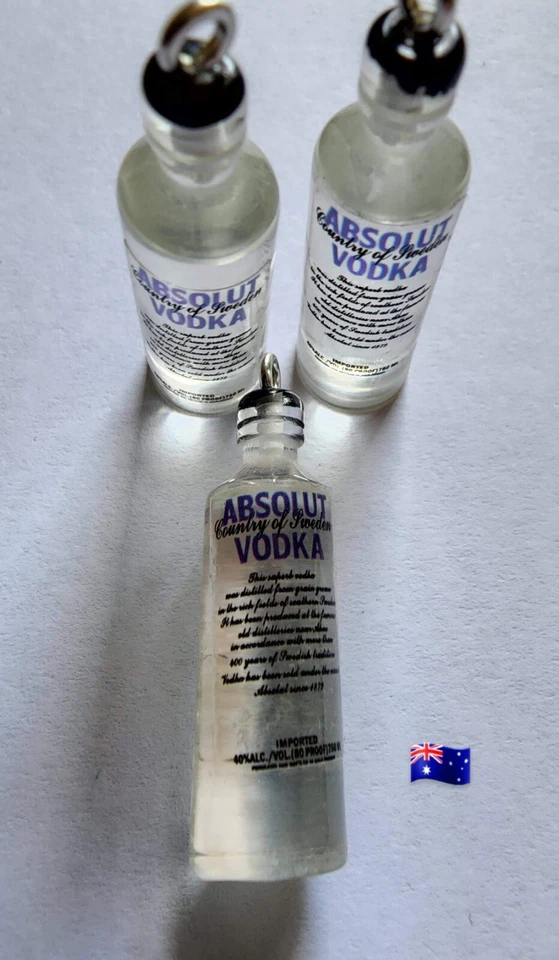 2pcs Alcohol Charms Pendants  'Absolut Vodka' 30mm x 10mm DiY Jewellery - image 1 of 1