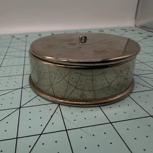 Vtg Old Metal Keepsake Circular Container felt lining on the inside - Picture 1 of 9